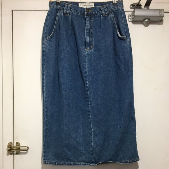 VINTAGE GLORIA VANDERBILT JEAN MAXI SKIRTS SIZE 12 - Picture 4 of 7